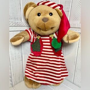 Commonwealth Christmas Teddy Bear Red & White Pajamas Vintage 1992 Plush Toy 15”